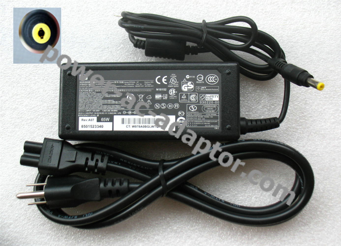 Genuine 18.5V 3.5A HP Pavilion DV1000 DV1100 DV1200 AC Adapter - Click Image to Close